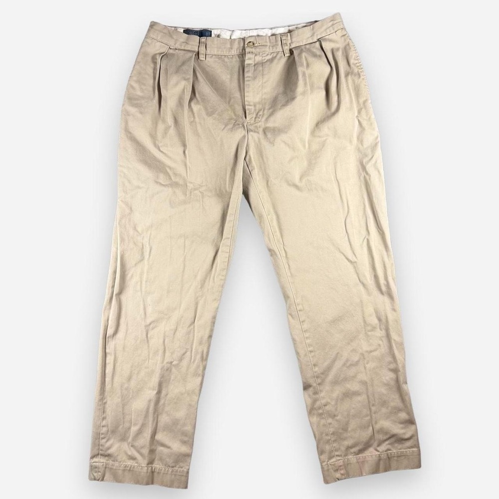 Vintage Polo Ralph Lauren Beige Double Pleated Ethan Pants Size 36x30